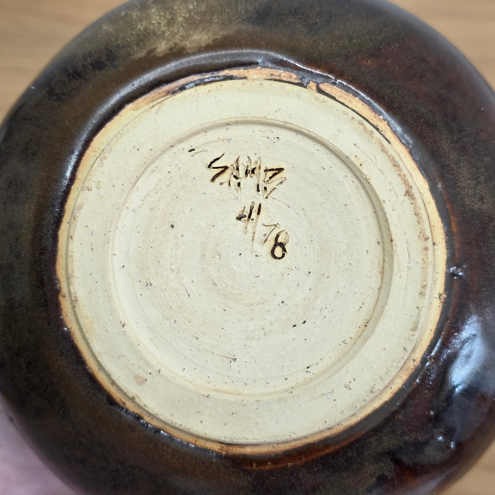 Vintage Stoneware Pot‎ with Lid Handcrafted Rustic Brown Ceramic Kitchenware - Picture 7 of 9